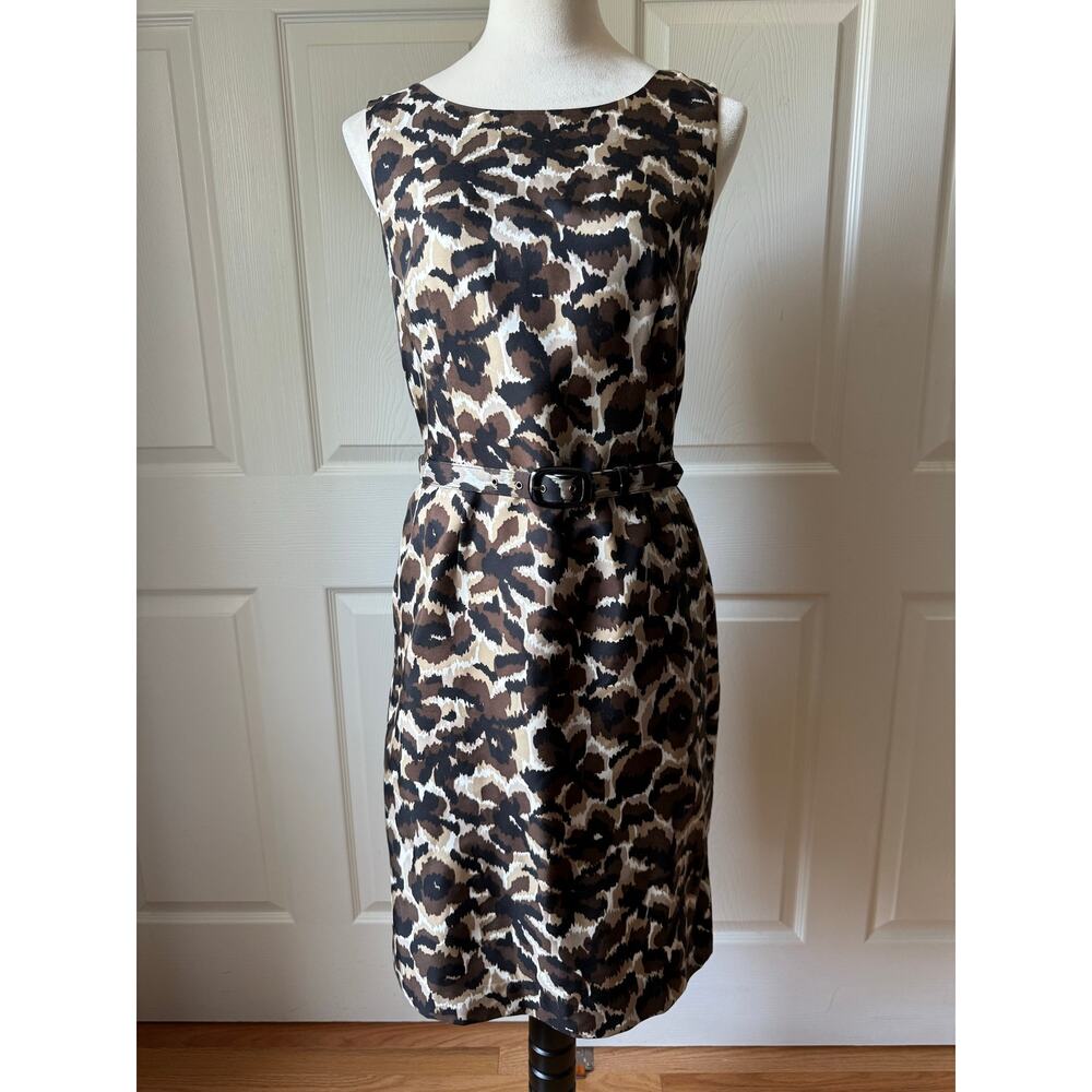 Vintage‎ Y2K Talbots Petites Pure Silk Animal Leopard Print Belted Dress Size 4P